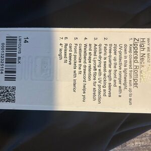 Lululemon UV zippered romper, size 14,